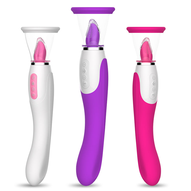 3 In 1 Sucking, Tongue Licking And Shaking Masturbation Stick,It can be used as a toy stimulated by C-spot vibrator, G-spot vibrator and nipple at the same time.