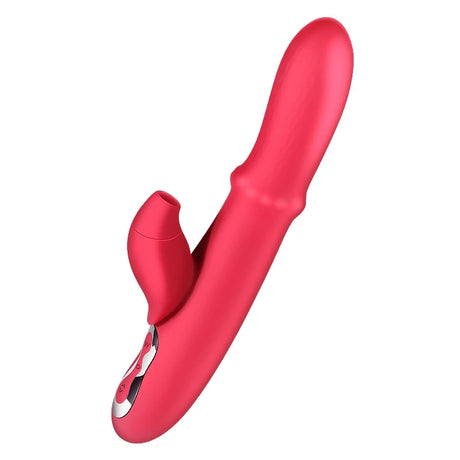 This rabbit vibrator has 2-in-1 function, suck clitor and vibrating G-spot, multiple modes to choose from, and can also be used as a dildo, one of the favorite vibrators for women