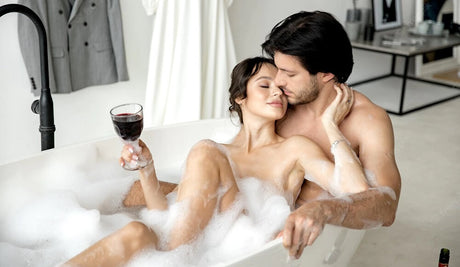 A couple kissed in the bathtub