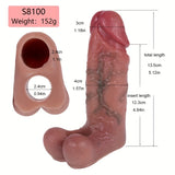 S8100 Silicone Realistic Hollow Dildo Penis Sleeve With Penis Ring