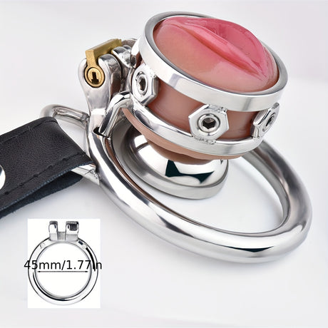 FRRK-411 Stainless Steel Pink Vagina Shap Male Chastity Cock Cage Device