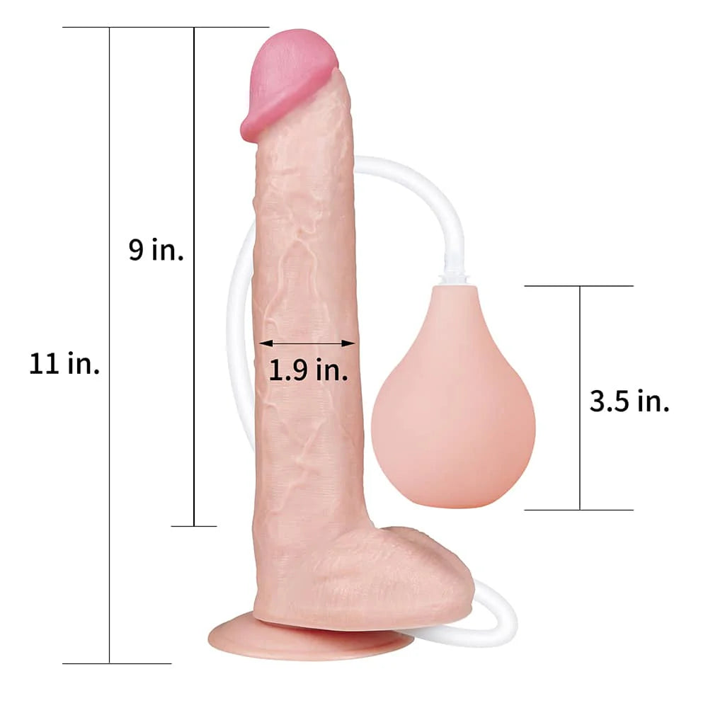 11" Realistic Squirting Dildo Ejaculating Dildo with Enema Bulb