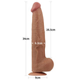 13.5" Huge Soft Sliding Skin Dual Density Dildo With Balls