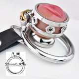 FRRK-411 Stainless Steel Pink Vagina Shap Male Chastity Cock Cage Device