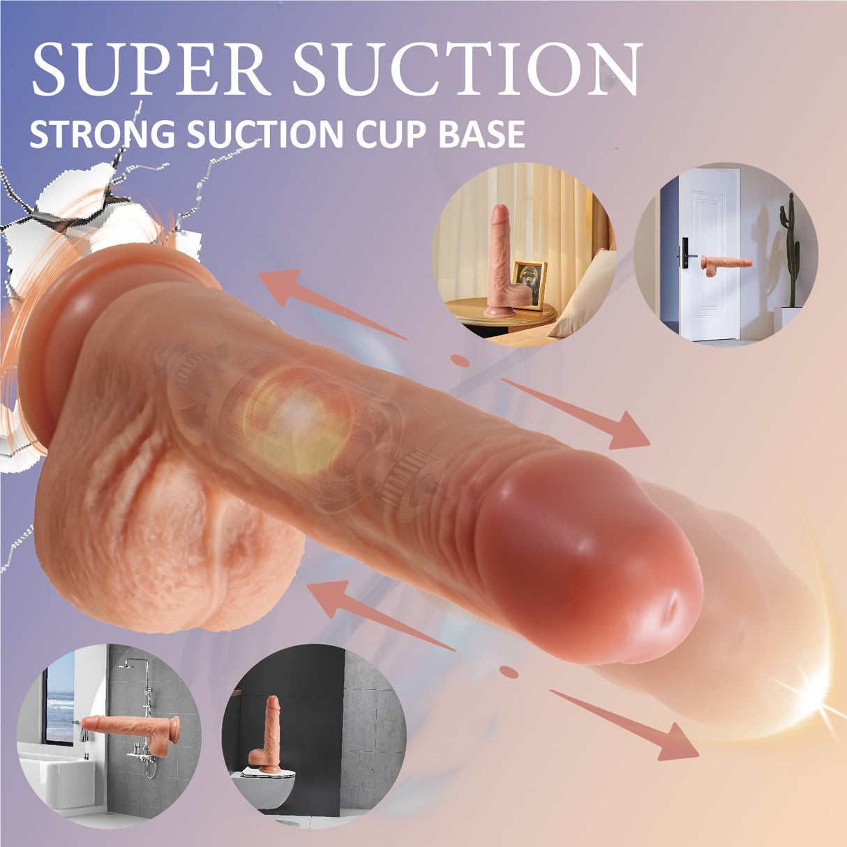 YIQU Remote Control Dildo 4-in-1 360-degree Dildo With 10 Vibration 10 Telescopic