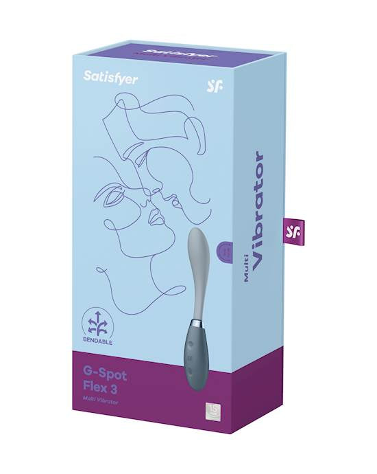 Satisfyer G-spot Flex 3 Multi Vibrator-Pink-Grey-7.6Inch