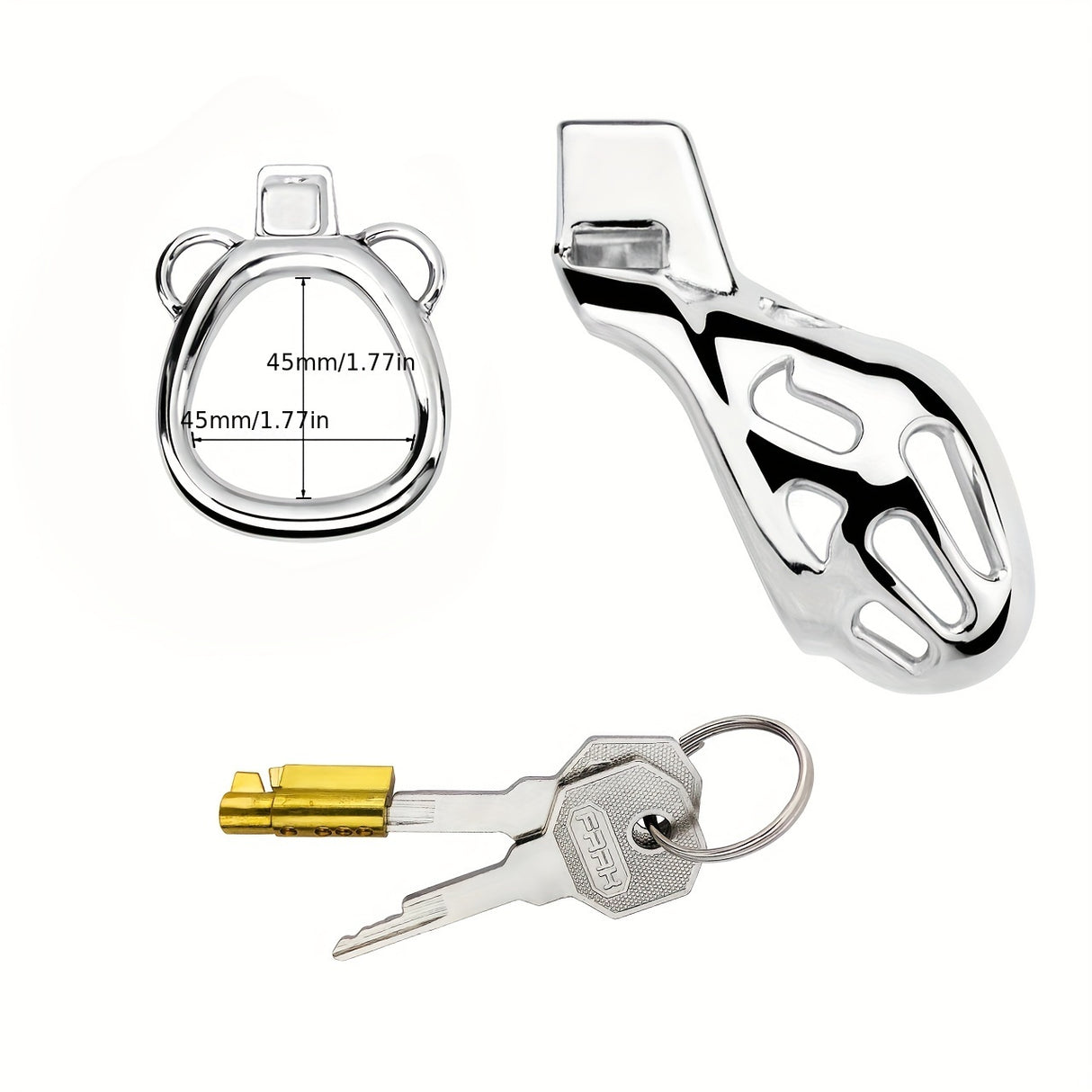 FRRK-183 Male Stainless Chastity Lock Cage Penis Cock Cage Belt Device