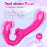 3-in-1 Rose Clit Stimulator Dual Motor Shock Strapless Strap-Ons