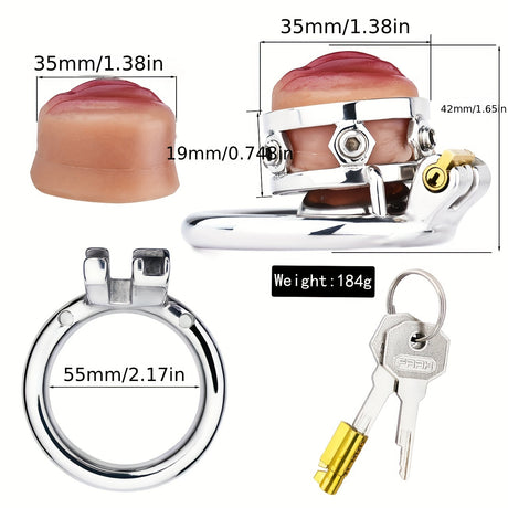 FRRK-411 Stainless Steel Pink Vagina Shap Male Chastity Cock Cage Device