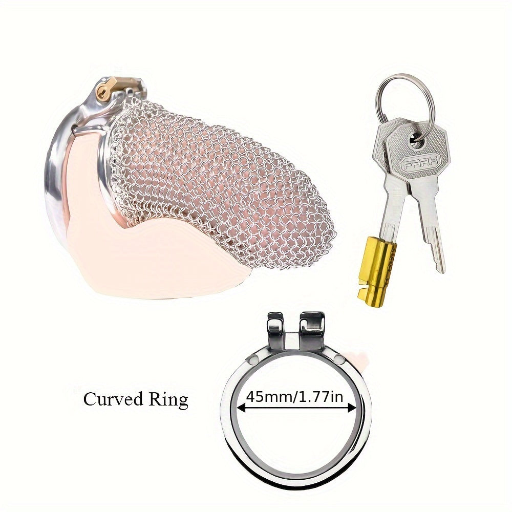 FRRK-195 Male Stainless Mesh Chastity Lock Cage Penis Cock Cage Device