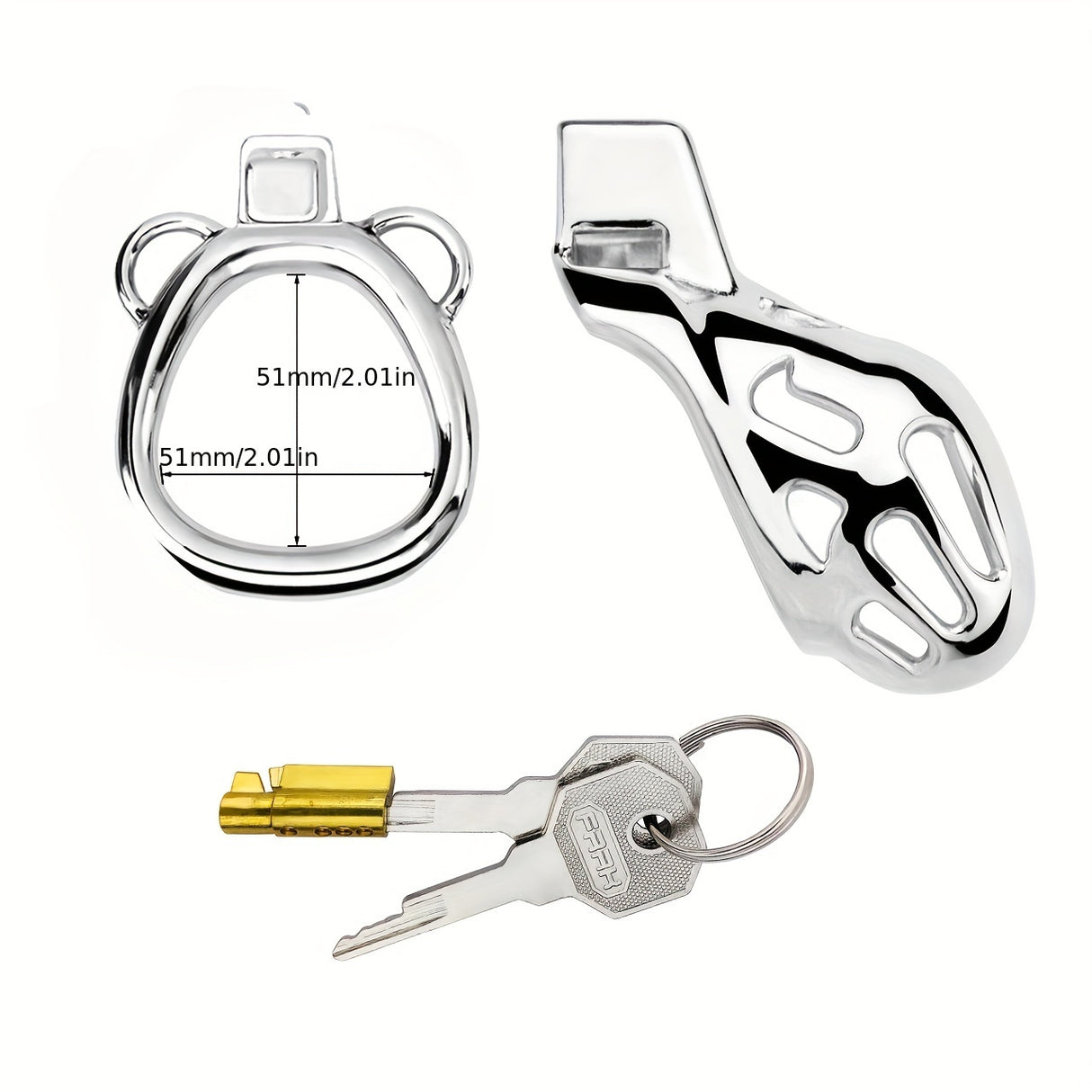 FRRK-183 Male Stainless Chastity Lock Cage Penis Cock Cage Belt Device