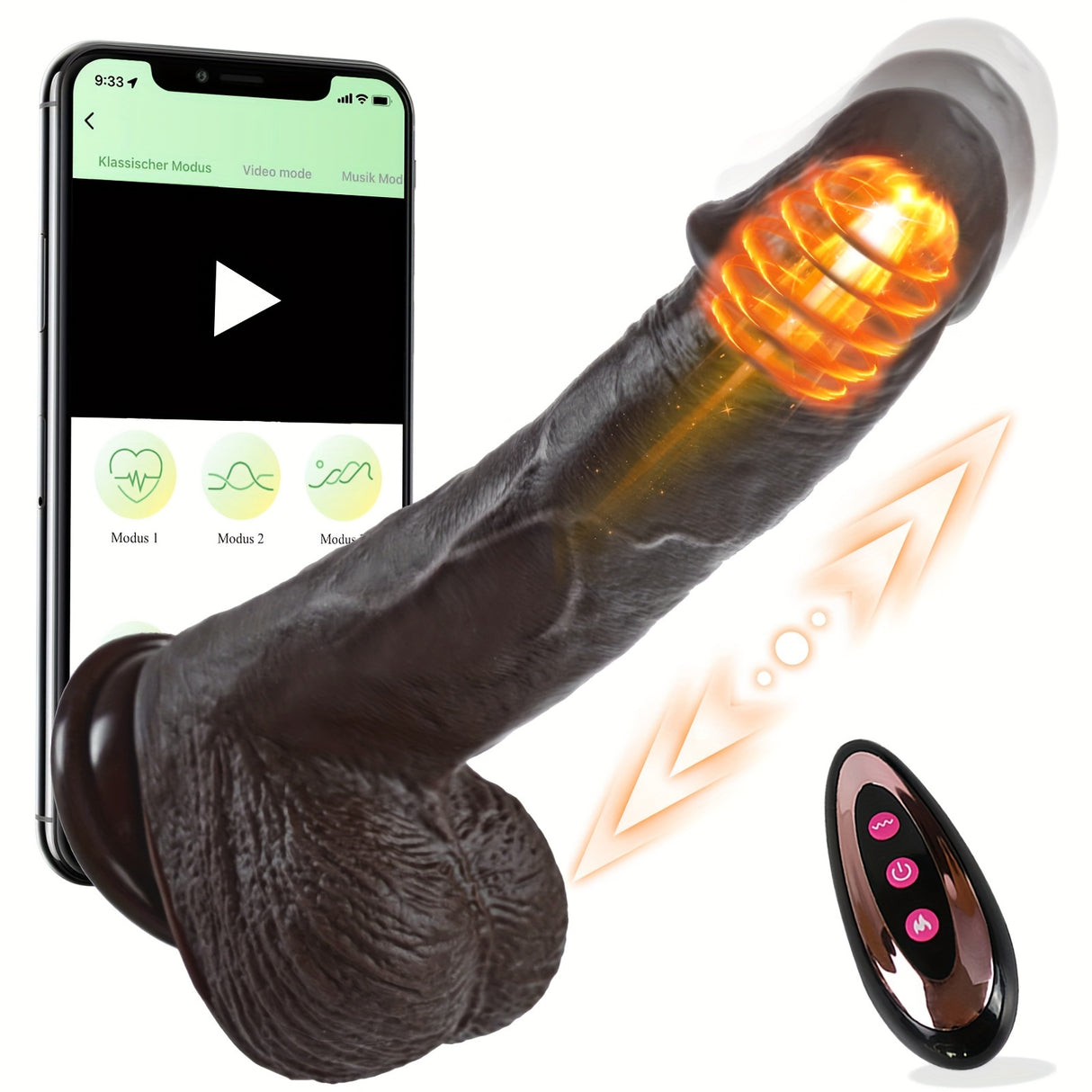 YIQU 20.32 Cm APP Thrusting Dildo With 10 Thrusting Modes And 10 Vibration