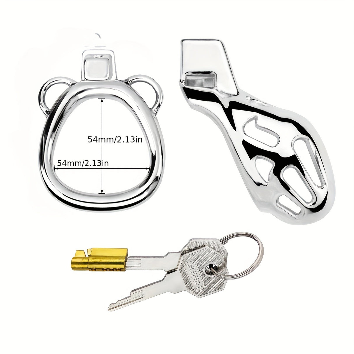 FRRK-183 Male Stainless Chastity Lock Cage Penis Cock Cage Belt Device