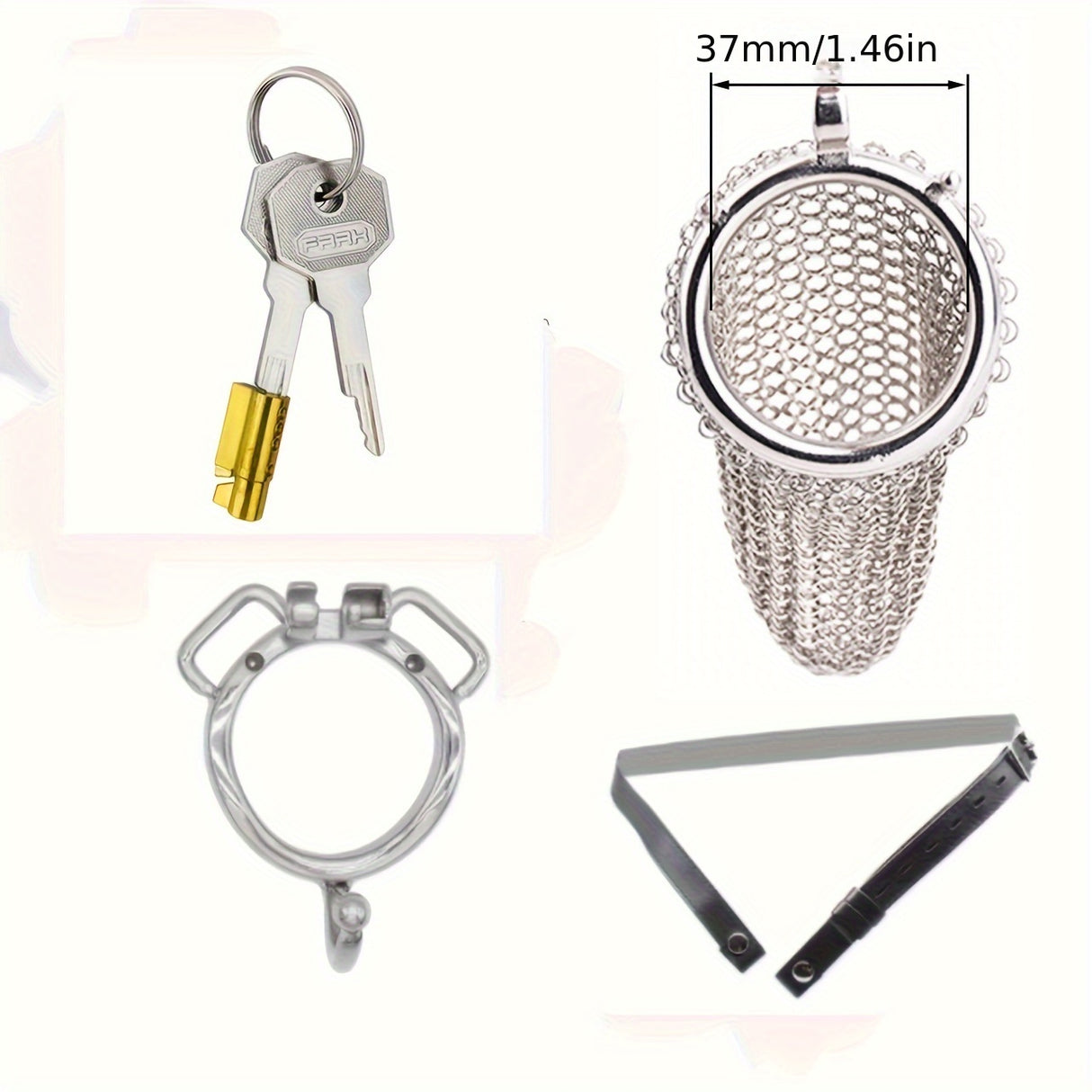 FRRK-196 Mesh Stainless Steel Male Chastity Cage Penis Cage Device