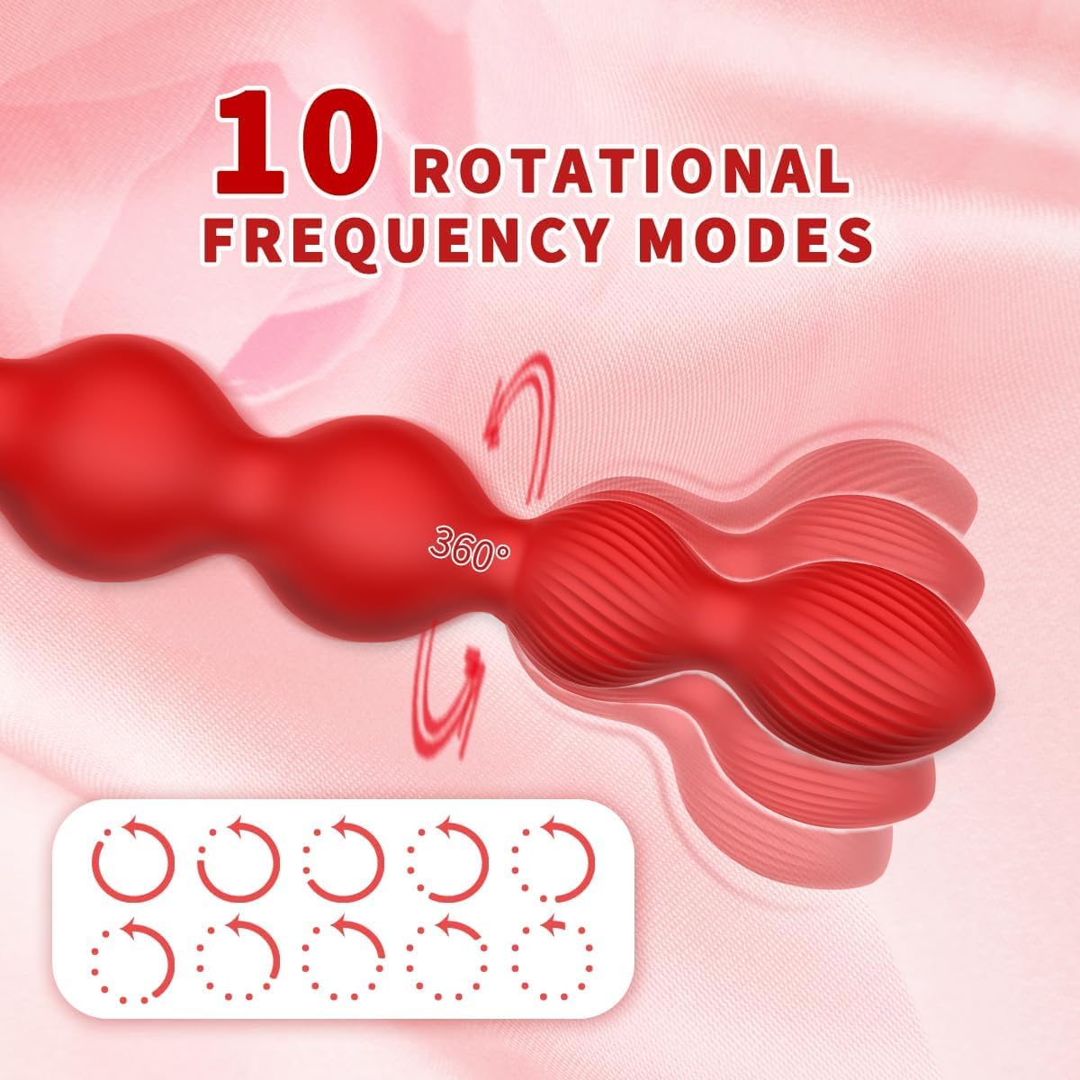 Anal Beads Anal Butt Plug,10 Rotate Twist and Vibrating Modes,Prostate Massager Graded Silicone Design Anal Vibrators for Men,Remote Control Rose Toy for Women,Adult Sex Toys for Couple (Red)