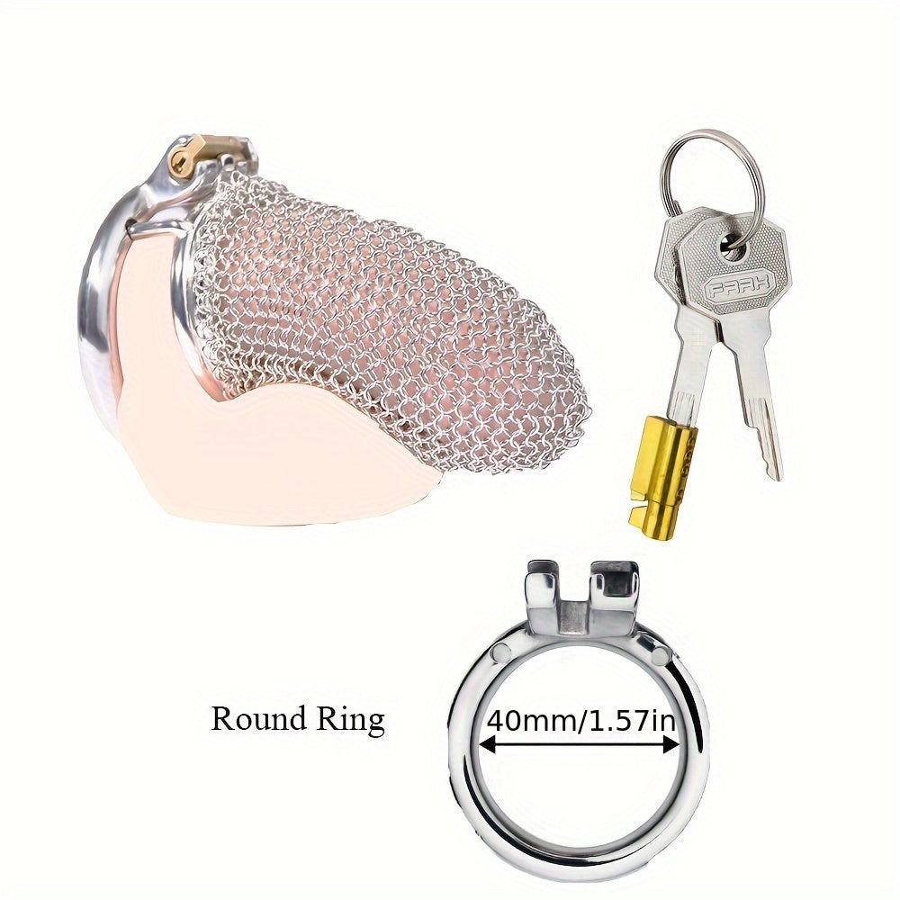 FRRK-195 Male Stainless Mesh Chastity Lock Cage Penis Cock Cage Device