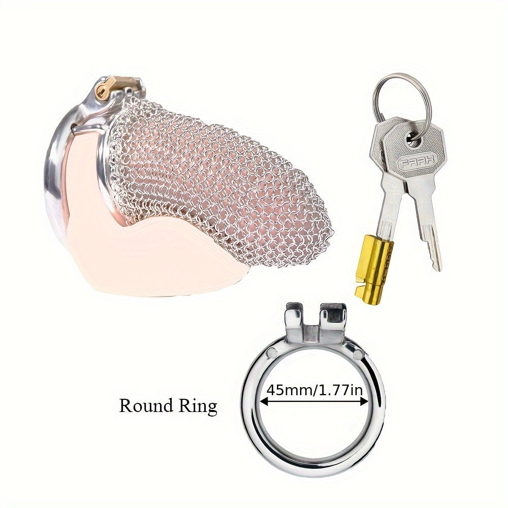 FRRK-195 Male Stainless Mesh Chastity Lock Cage Penis Cock Cage Device