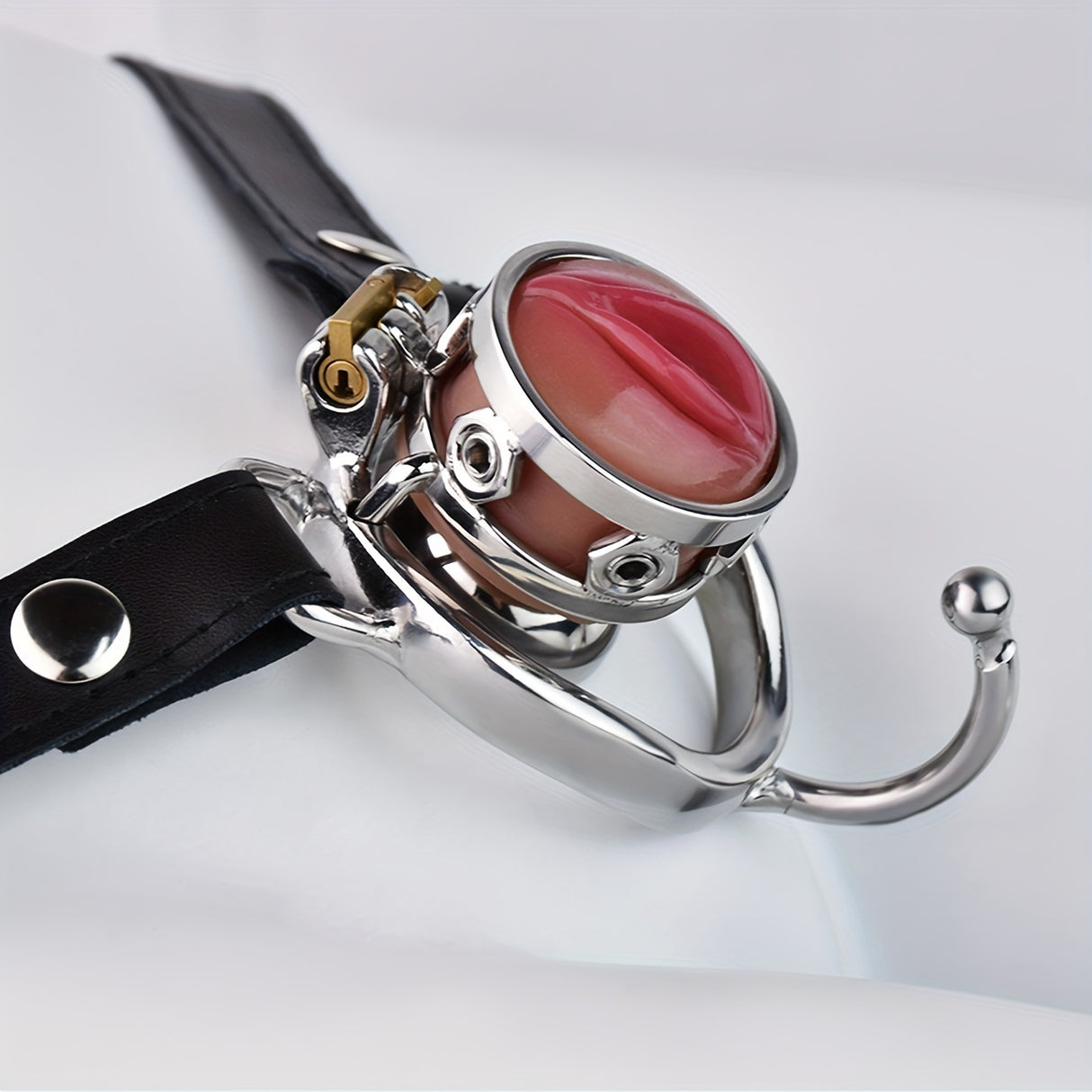 FRRK-411 Stainless Steel Pink Vagina Shap Male Chastity Cock Cage Device