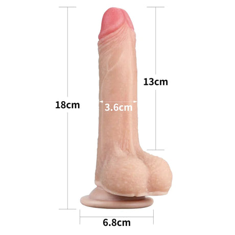 7'' Sliding Skin Dual Density Dildo With Balls - Flesh