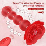 Anal Beads Anal Butt Plug,10 Rotate Twist and Vibrating Modes,Prostate Massager Graded Silicone Design Anal Vibrators for Men,Remote Control Rose Toy for Women,Adult Sex Toys for Couple (Red)