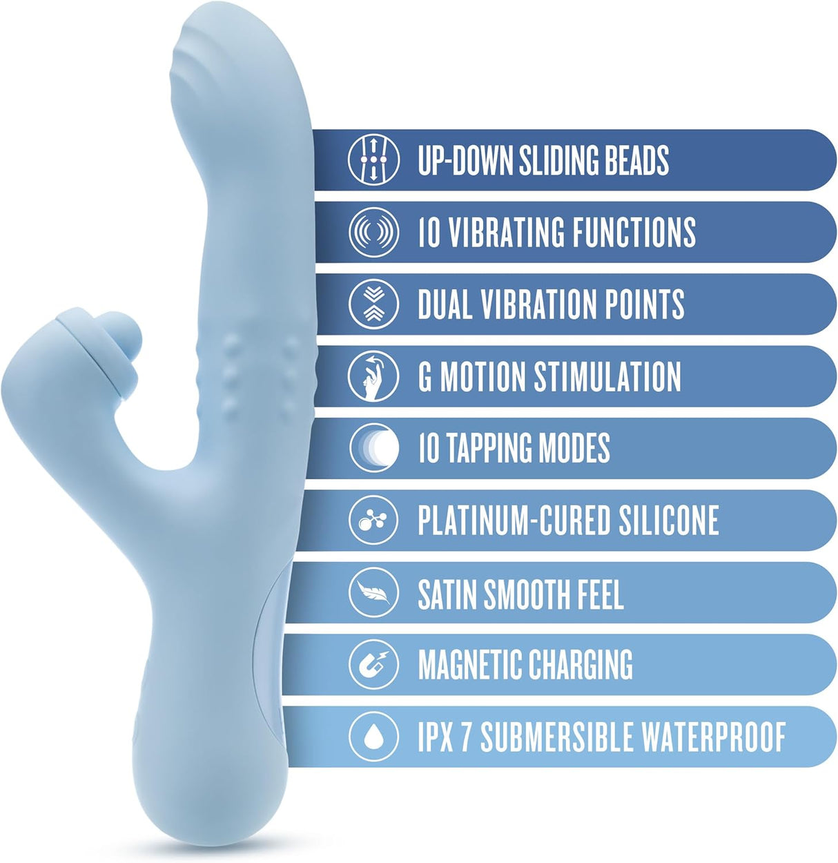 Blush Devin Rabbit silicone  G-spot & clitoral Vibrator with 4 Unique Sensations