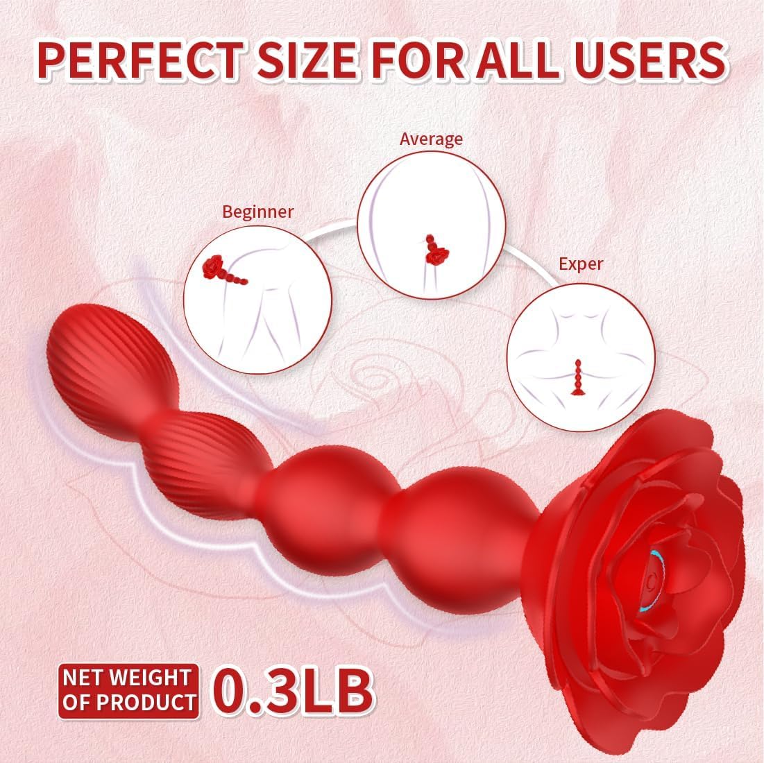 Anal Beads Anal Butt Plug,10 Rotate Twist and Vibrating Modes,Prostate Massager Graded Silicone Design Anal Vibrators for Men,Remote Control Rose Toy for Women,Adult Sex Toys for Couple (Red)