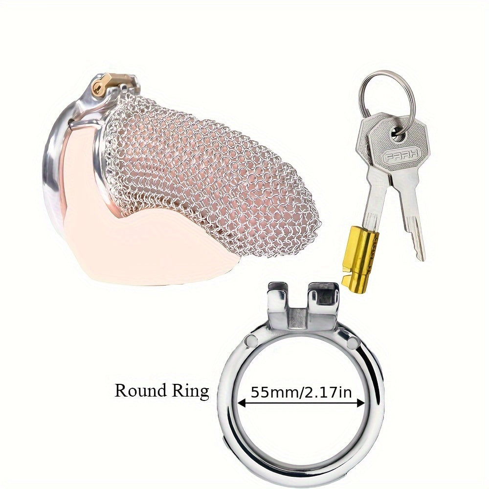 FRRK-195 Male Stainless Mesh Chastity Lock Cage Penis Cock Cage Device