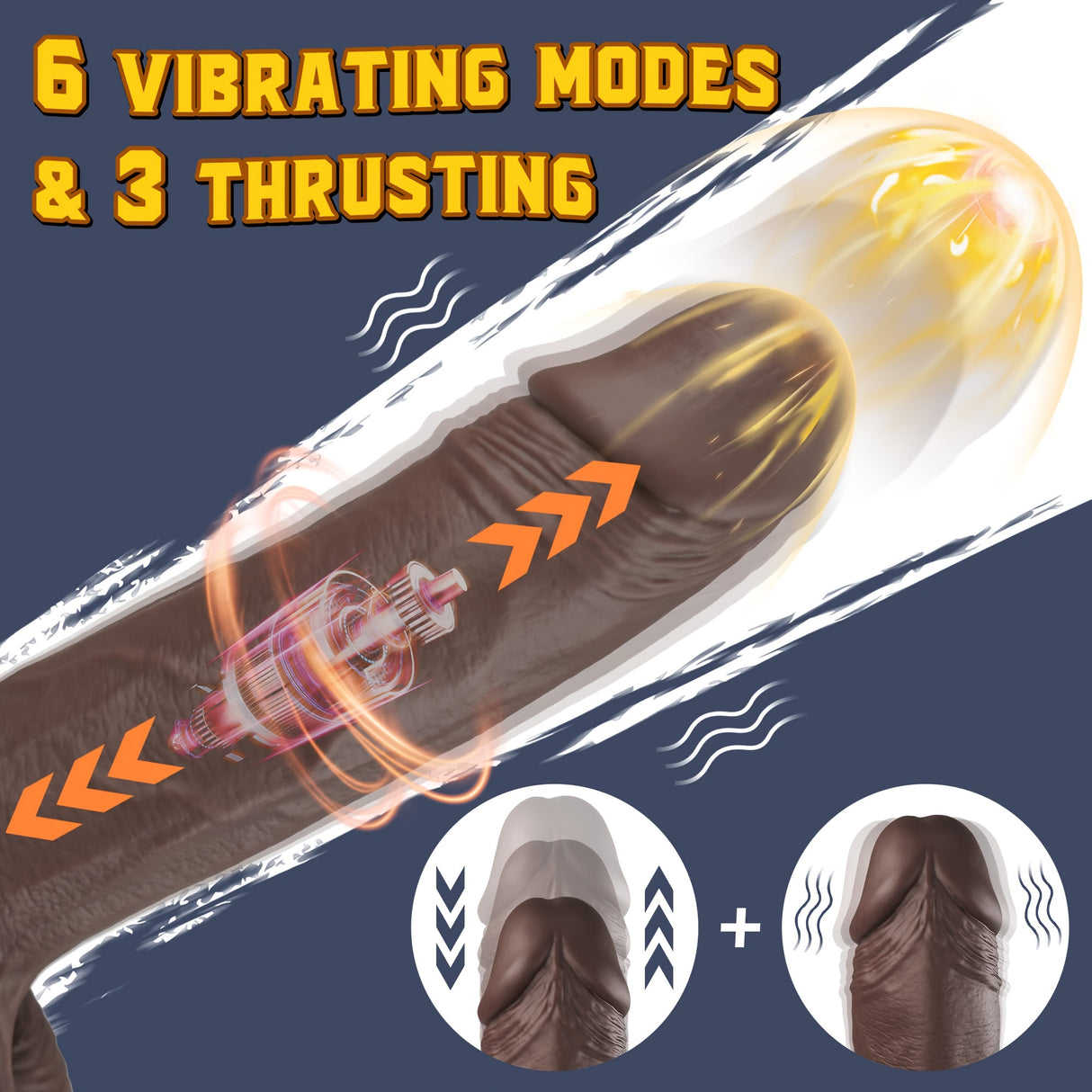 YIQU 4-in-1 Realistic Thrusting Dildo With 10 Inserts 10 Vibration