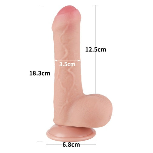 7" Dual Density Realistic Dual-Layer Sliding Skin Dildo