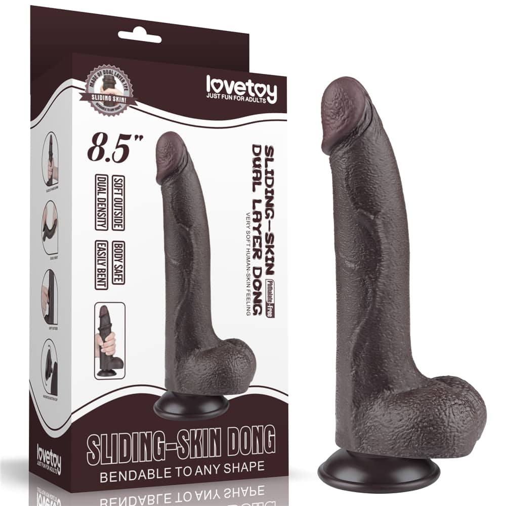 8.5'' Sliding Skin Dual Density Dildo With Balls