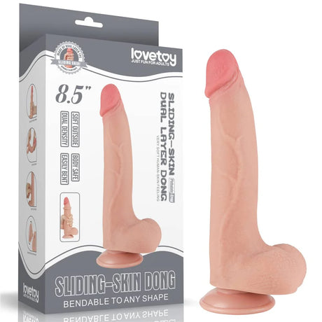 8.5'' Sliding Skin Dual Density Dildo With Balls