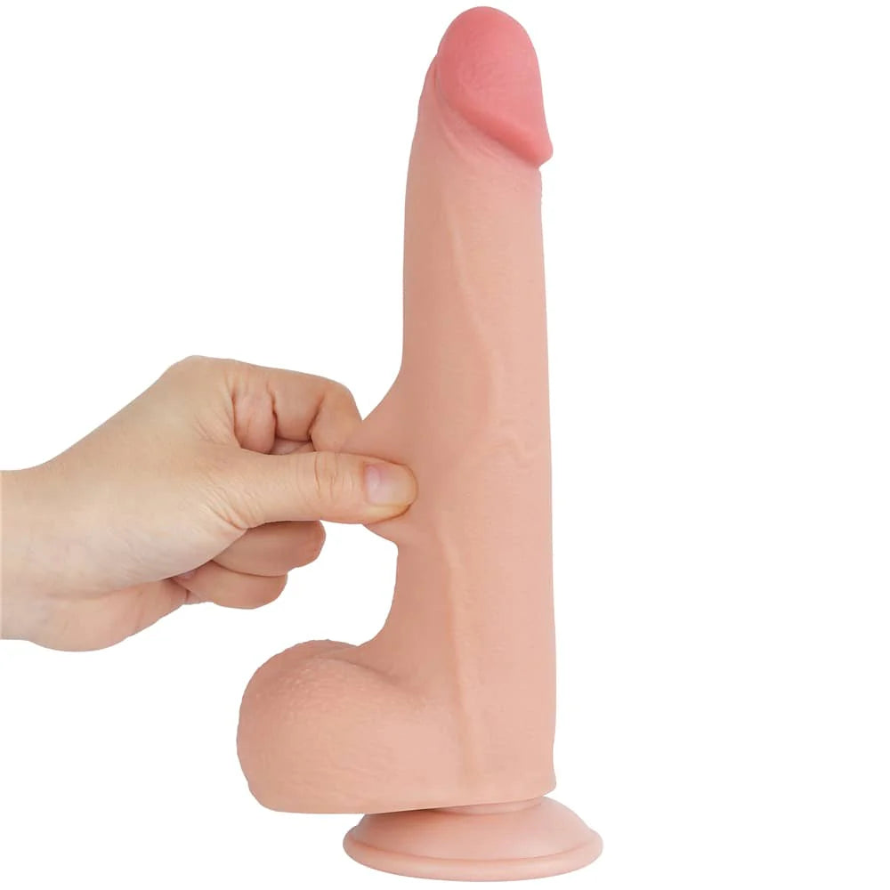 8.5'' Sliding Skin Dual Density Dildo With Balls