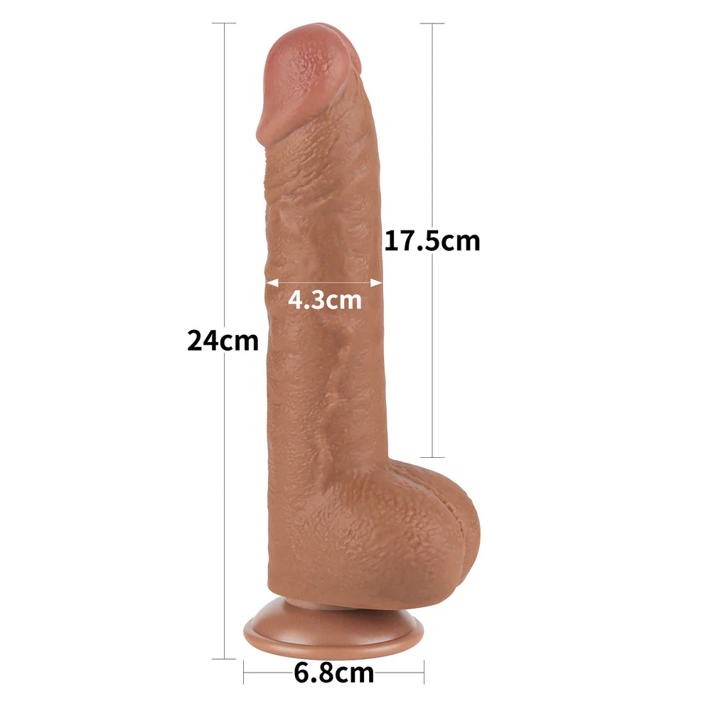 9.5 inch Sliding Skin Dual Density Dildo With Balls