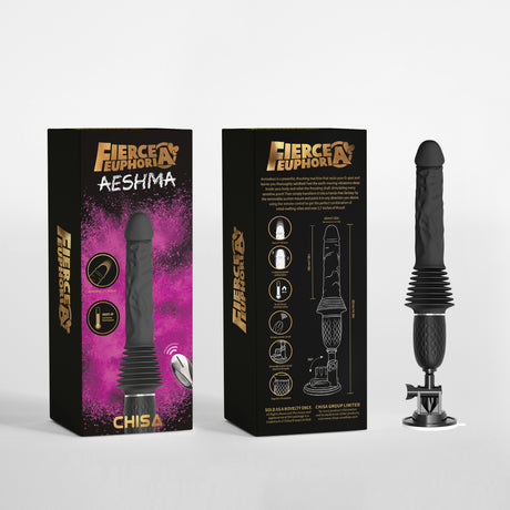 2024 Chisa Upgrade Asmodeus Thrusting Telescopic Black Heating Dildo with Remote control