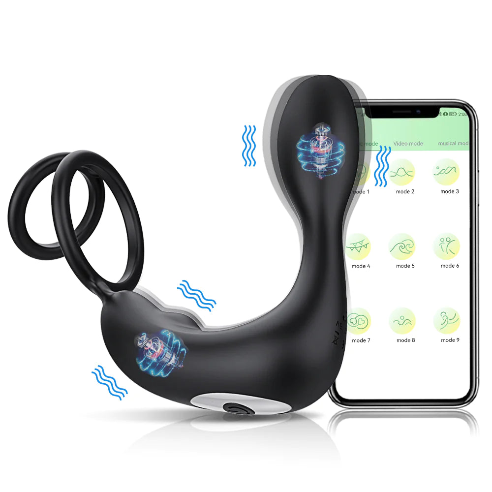 AP33 APP Control Thrusting Vibrating Prostate Massager With Cock Ring