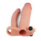 Add 3" Vibrating Double Penis Sleeve Anal Dildo