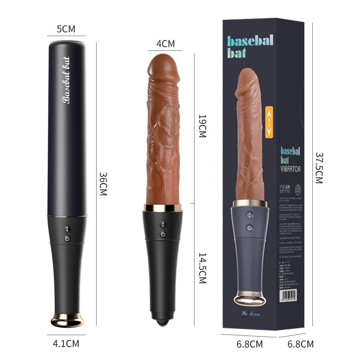 Baseball bat vibrator stretch tongue licking 10 frequencies