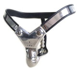 Black emperor stainless steel chastity belt panties with anal plug