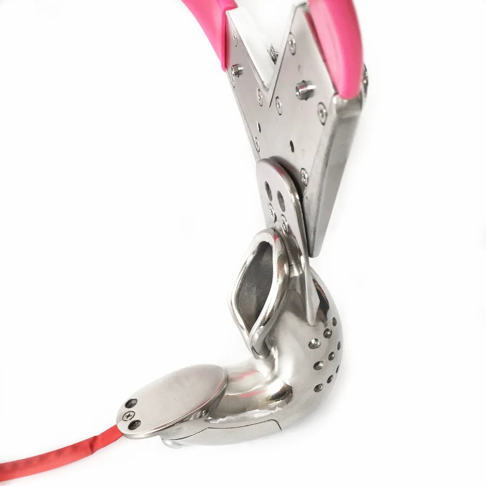 Black emperor stainless steel red male chastity belt device