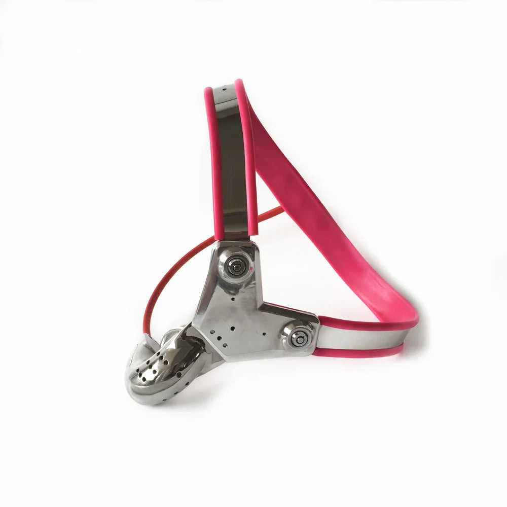 Black emperor stainless steel red male chastity belt device