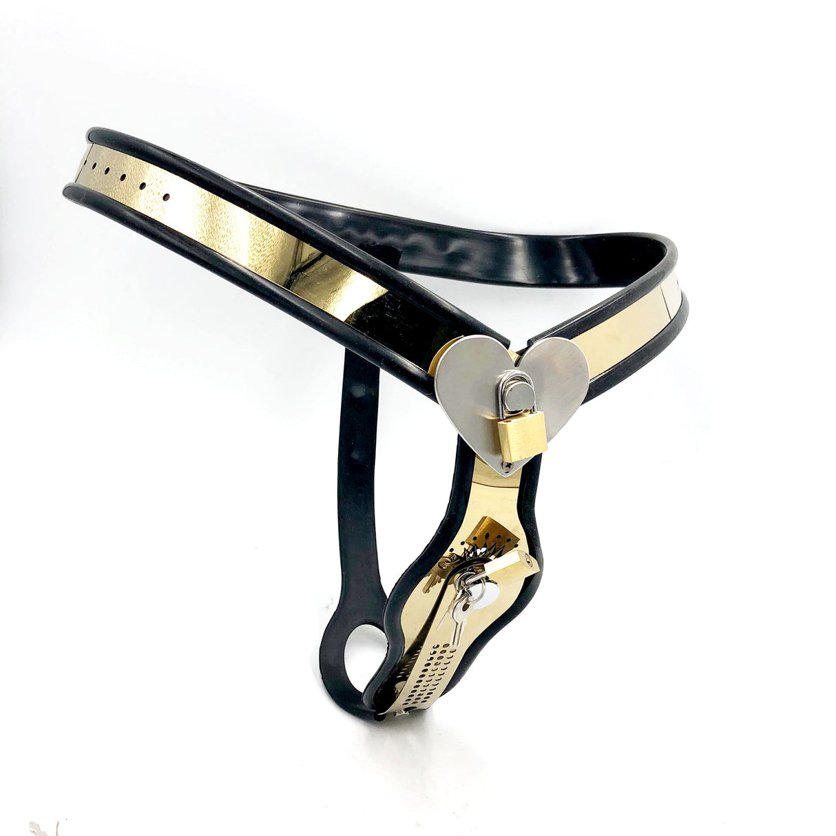 Black Emperor Titanium gold Love Shape Chastity Belt