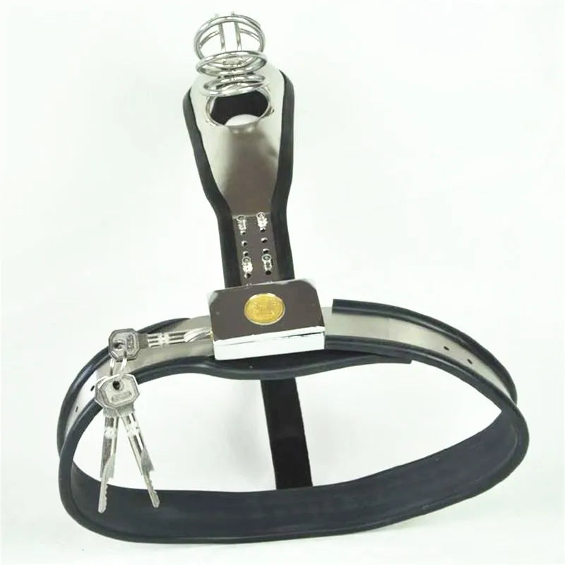 Black Emperor Stainless Steel Lockable Penis Restraint Male Chastity Belt