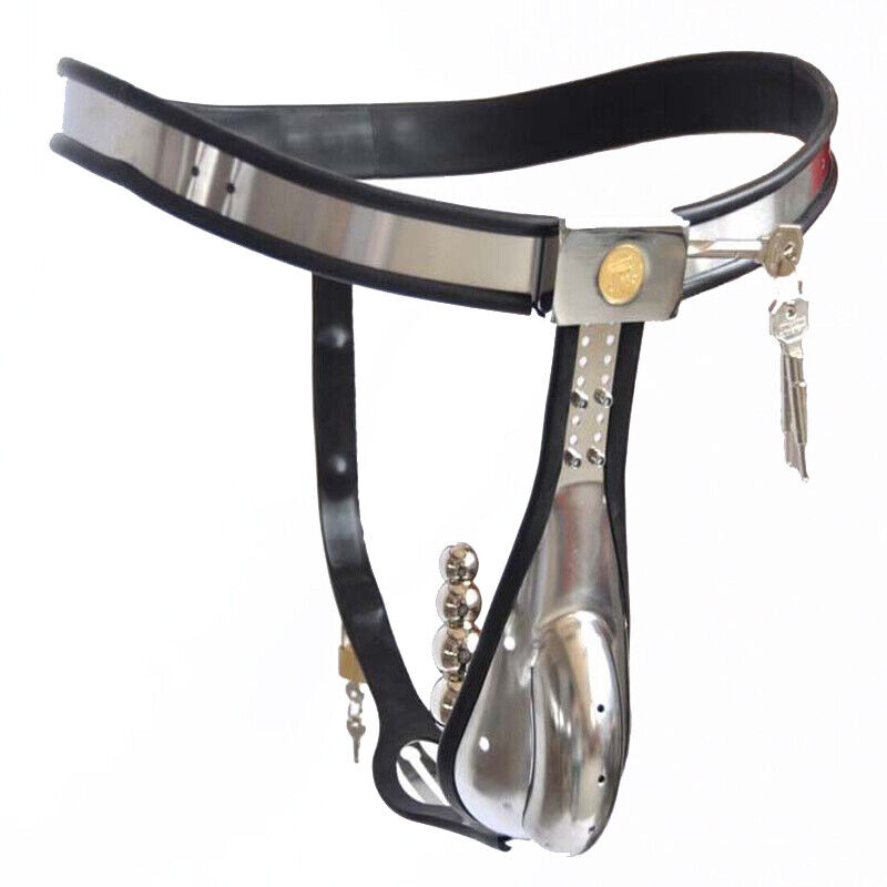 Black Emperor Stainless Steel Male Chastity Belt With Anal Bead