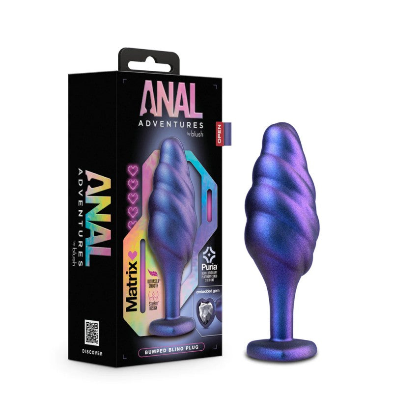 Blush Anal Adventures Matrix Bumped Bling Sapphire 4.5-Inch Anal Plug