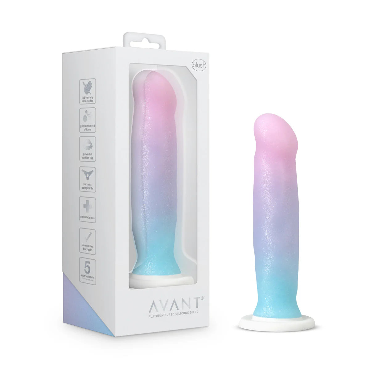 Blush® Avant Lucky D17 Artisan 8 Inch Dildo with Suction Cup Base