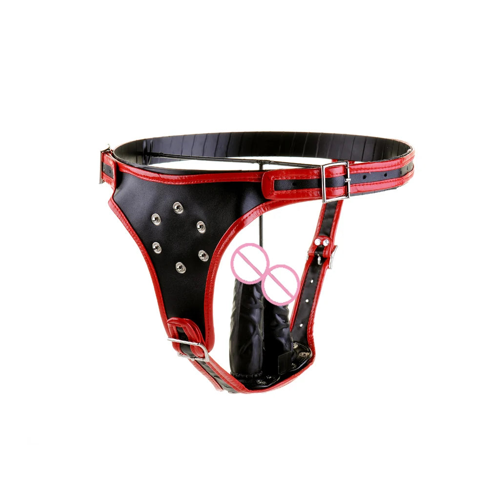 Black emperor Dildo Chastity Belt  Harness Lesbian Strapon Sex Toys