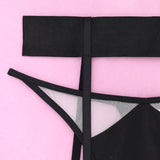 Ellolace Hollow Out Sensual Suspenders Bra & Thongs Sexy Lingerie Set