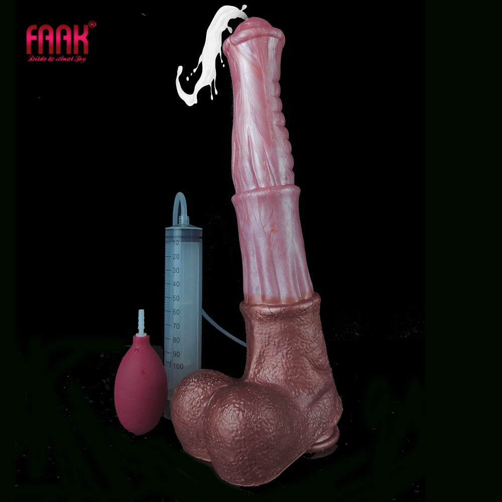 FAAK 35cm Long squirting Horse Dildo Sucker Ejaculation Penis