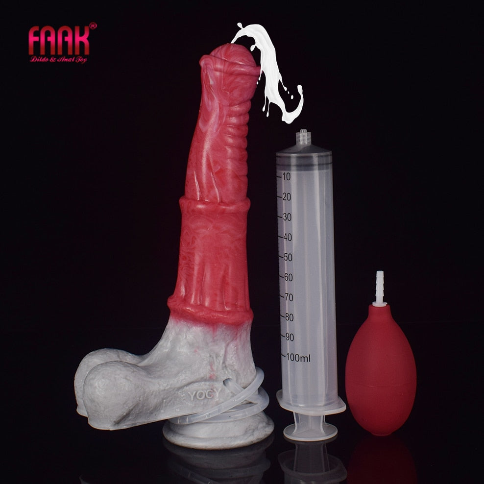 FAAK New Squirting Dildo Silicone Animal Horse Penis Spray Ejaculation Dildo