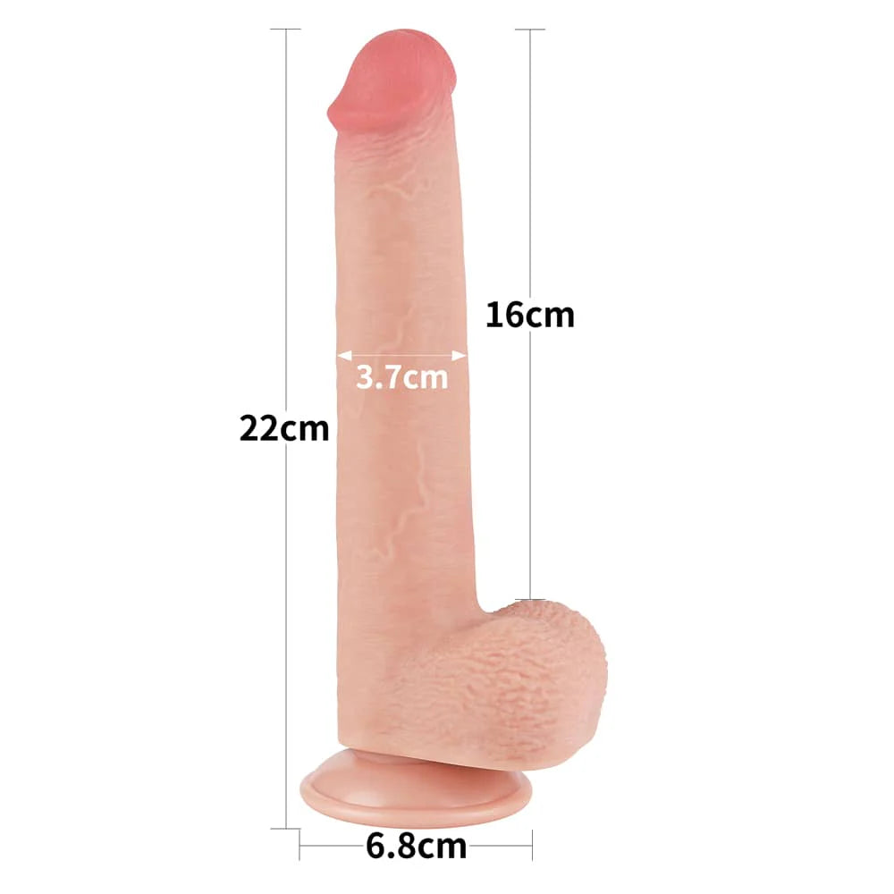 9'' Sliding Skin Dual Density Dildo With Balls